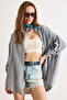 Women's Gray Boho Side Buttoned Washed 100% Cotton Loose Fit Shirt Gml-19001430 - 3