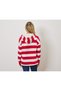 Women's Hooded Sweatshirt, Red Striped - 2
