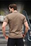 Light Brown Polo Collar Knitwear Men's T-Shirt E7469 - 4