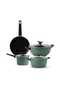 Aura Induction Base Non-Stick Cookware Set, 7 pcs, Sea Green