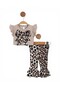 Baby Girl Summer Clothes Leopard Bow Detailed Ruffle Tights 6-9-12-18-24 Months 2-Piece Stylish Bottom and Top Set - 2