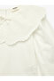Cotton Embroidered Bow Detailed Long Sleeve Baby Collar Blouse - 6