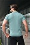 Water Green Polo Collar Knitwear Men's T-Shirt E7469 - 4