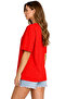 Red Oversize Women's T-Shirt 100% Cotton Happy Printed Loose Basic Summer Comfortable T-Shirt - 4