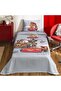 Licensed Single Child Pique Set with Elastic Sheets-Mcqueen Cars Driving Time Gray
