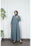 Jacketed Skirted Islamic Clothing Double Set Petrol Hnt8594 - 2