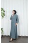Jacketed Skirted Islamic Clothing Double Set Petrol Hnt8594 - 5