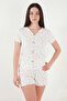 Regular Fit Patterned V-Neck Shorts Pajama Set Pajama Set 65770837 - 5