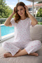 Women's Patterned Cotton Short Sleeve Pointelle Fabric Pajama Set 70753-3150 White03 - 4