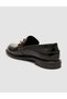 100% Genuine Leather Patent Leather Black Buckle Women's Loafer Shoes - 5