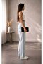Ice Blue Lycra Super Extra High Waist Palazzo Loose Jean Trousers - 6