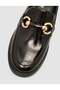 100% Genuine Leather Patent Leather Black Buckle Women's Loafer Shoes - 6
