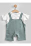 Ribbed Cotton Dungaree with Short Sleeves T-shirt - 2