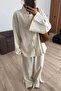 Natural Embroidered Buttoned Kimono Set - 60624 - 2