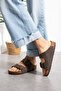 Brown Double Buckle Orthopedic Sole Slippers Unisex Daily Comfortable Non-Slip Sole Summer Sandals - 4