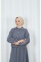 Jacketed Skirted Hijab Double Set Dark Gray Hnt8594 - 6
