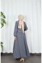 Jacketed Skirted Hijab Double Set Dark Gray Hnt8594 - 7