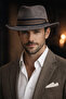 Men's Nubuck Cowboy Hat Gray Western Style Wide Brim Premium Fedora Hat - 7