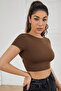 Women's Backless Tie Detailed Short Sleeve Crop T-Shirt - 2