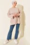 Belted Oversize Comfortable Cut Crystal Fabric Tunic - 3