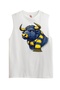 Yellow Navy Blue Ruh – Bull Figured Printed T-Shirt / Undershirt (Optional)