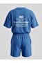 Boys' Blue Cotton Short Sleeve Printed T-Shirt and Shorts Two-Piece Set - 4