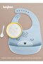 Silicone Baby Bib with Pocket, Waterproof & Adjustable, Easy Clean, 6–12 Months (Grey) - 5