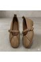 (İzlife) Inside and Outside Genuine Leather Daily Women's Flat Shoes Vison - 3