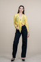 Women's Summer Yellow Tie-Up Tulle Lace Blouse Stylish Casual 70068 - 2