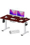 FLEXISPOT EN2 140x70 cm Electric Sit Stand Desk with Cable Management - White Frame and Mahogany Top