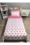 Quilted Hearts 4-Piece Set (100% Cotton 100X200 with Elastic Sheets) Single Bedspread Set - 2