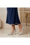 (Öz Maçan) Women's Shoes with Drop Stone Detail Heels Silver - 4