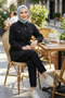 Women's Stone Embellished Denim Black Tunic Trousers Double Set - 5
