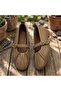 (İzlife) Inside and Outside Genuine Leather Daily Women's Flat Shoes Vison - 4
