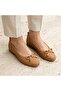 (İniesta) Genuine Leather Inside and Outside Casual Women's Flat Shoes Taba - 4