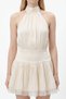 Rochie mini cu volane și decolteu tip halter, bej - 2