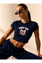 Women's Cotton Cherry Love Printed Casual Crop - 2