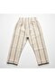 Boy's Special Patterned Beige Striped Cotton/Linen Trousers - Elastic Waist Comfortable Fit - 4