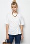 Women's White Padded Shoulder Detailed Knot Detailed Short Sleeve T-Shirt 1067 60286068 - 2