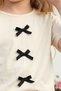Girl's Top and Bottom Set Summer Bow Detailed Polka Dot Cream - 4