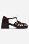 Nolana Brown Suede Women's Thick Heeled Sandals - 4