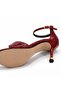 Women's Genuine Leather 8 cm Heeled Shoes with Ankle Strap, Elegant and Comfortable Design - 4