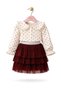Muslin Girl's Blouse Skirt Set Heart Patterned Burgundy Stylish Combination of Tulle Pieces