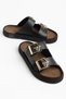 Women's Black Comfortable Fit High Sole Buckle Slippers