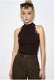 Women's Bitter Brown Corded Lace Detailed Halter Neck Blouse 1082 60286070 - 3