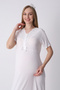 Maternity Nightgown and Dressing Gown Set, Striped, Belted, Lace, Breastfeeding, Cotton Viscose, Set of 2 - 6
