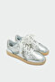 April Işıltılı Genuine Leather Silver Women's Flat Sports Shoes - 2