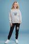 2-Piece Girls' Boston Printed Crew Neck Tracksuit Set – Black & Gray - 6