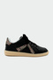 April Işıltılı Genuine Leather Black Women's Flat Sports Shoes