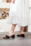 Women's Gold Accessory Heeled Slippers - 3